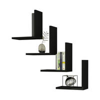 WANDREGAL-SET 4 TLG. Broby - Schwarz, Holzwerkstoff (30/30/16cm) - [en.casa]