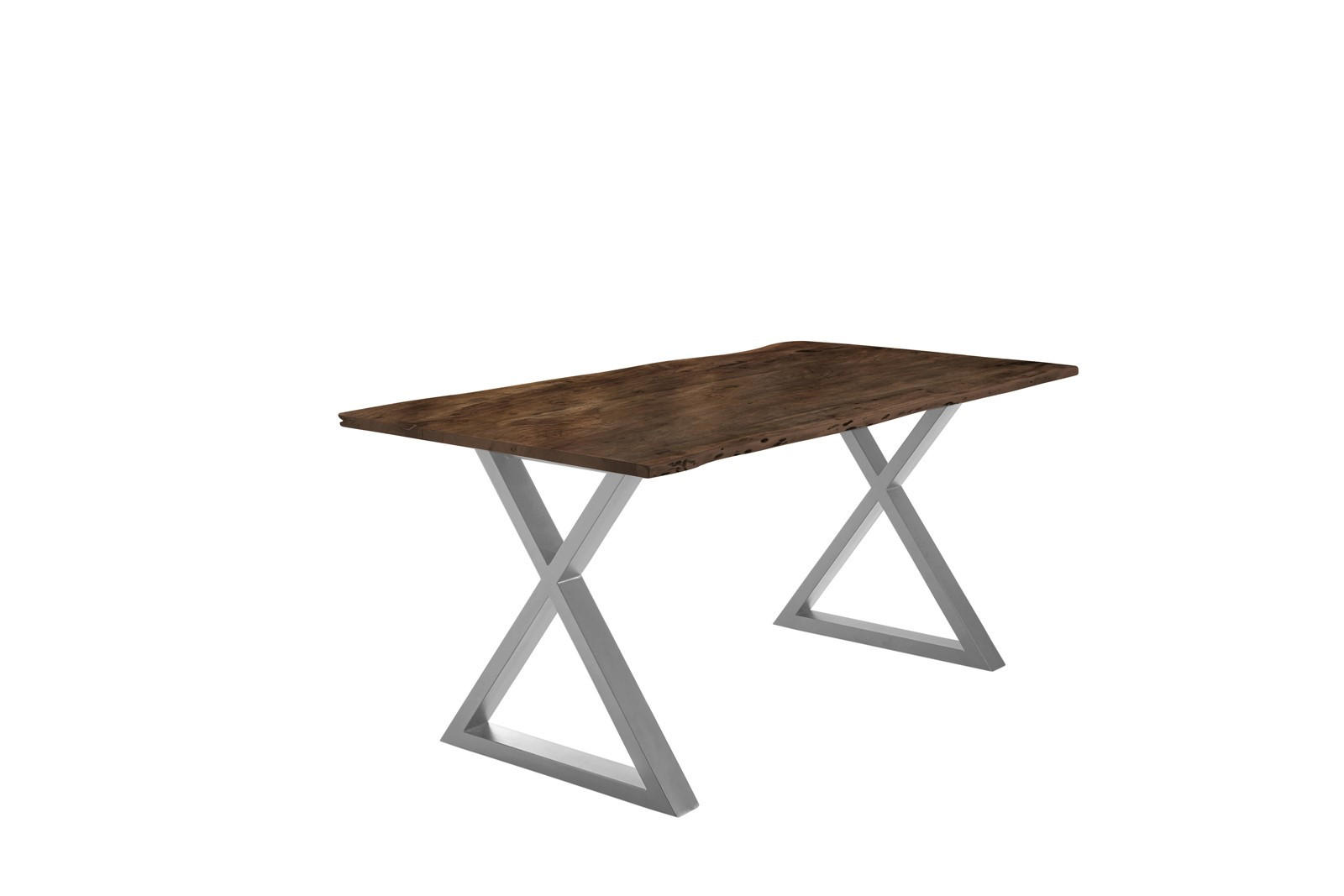 ESSTISCH LUBIN - Silberfarben/Braun, Holz/Metall (100/200/77cm) - SAM