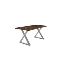 ESSTISCH LUBIN - Silberfarben/Braun, Holz/Metall (100/200/77cm) - SAM