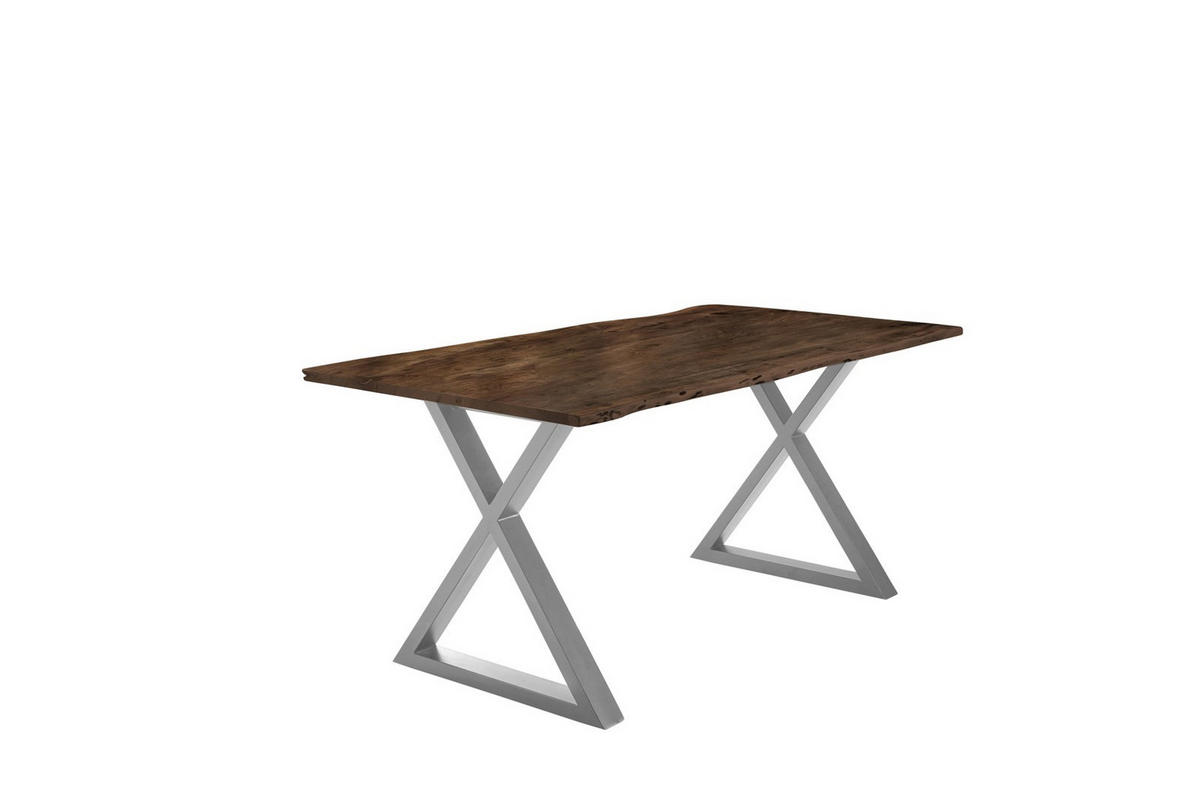 ESSTISCH LUBIN - Silberfarben/Braun, Holz/Metall (100/200/77cm) - SAM