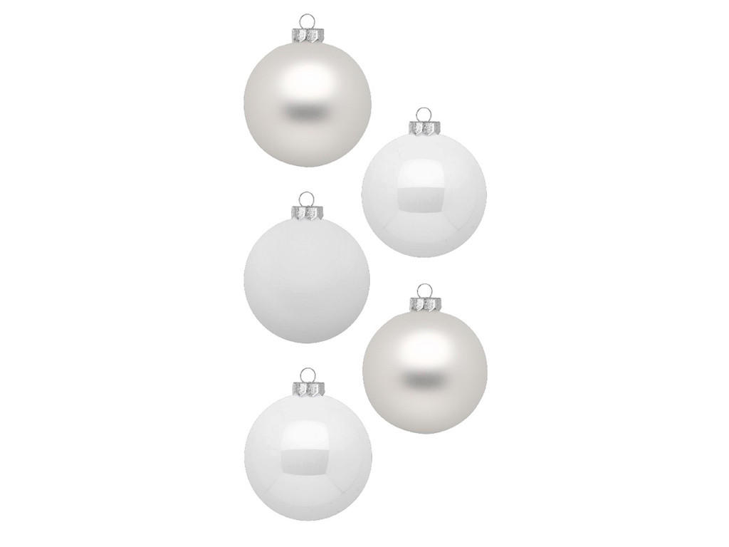 WEIHNACHTSORNAMENTE 30er-Set runde Ornamente weiß Mix 6 cm - Weiß, Glas (6/6/6cm) - LAALU