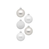 WEIHNACHTSORNAMENTE 30er-Set runde Ornamente weiß Mix 6 cm - Weiß, Glas (6/6/6cm) - LAALU