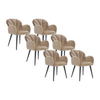 STUHL mit Armlehnen 6er-Set - Samt & schwarzes Metall - Beige - LANSENA - Beige, Textil (65/81/56cm) - Pascal Morabito