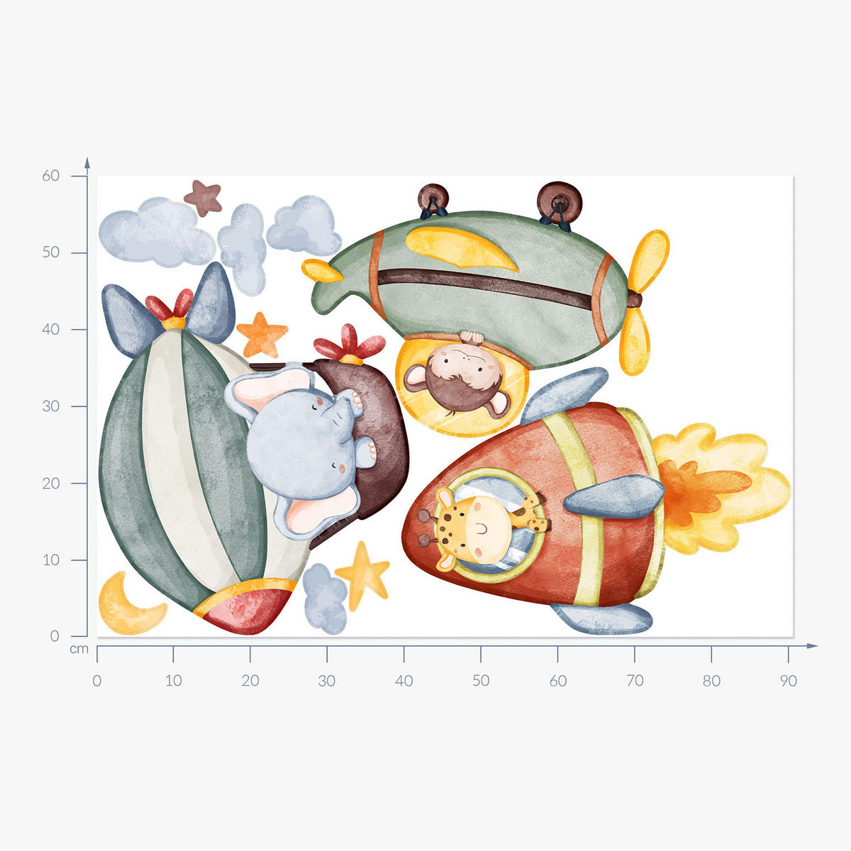 WANDAUFKLEBER 60x90cm - Flucht der Tiere - Multicolor, Kunststoff (60/90/0.1cm) - Wallfluent