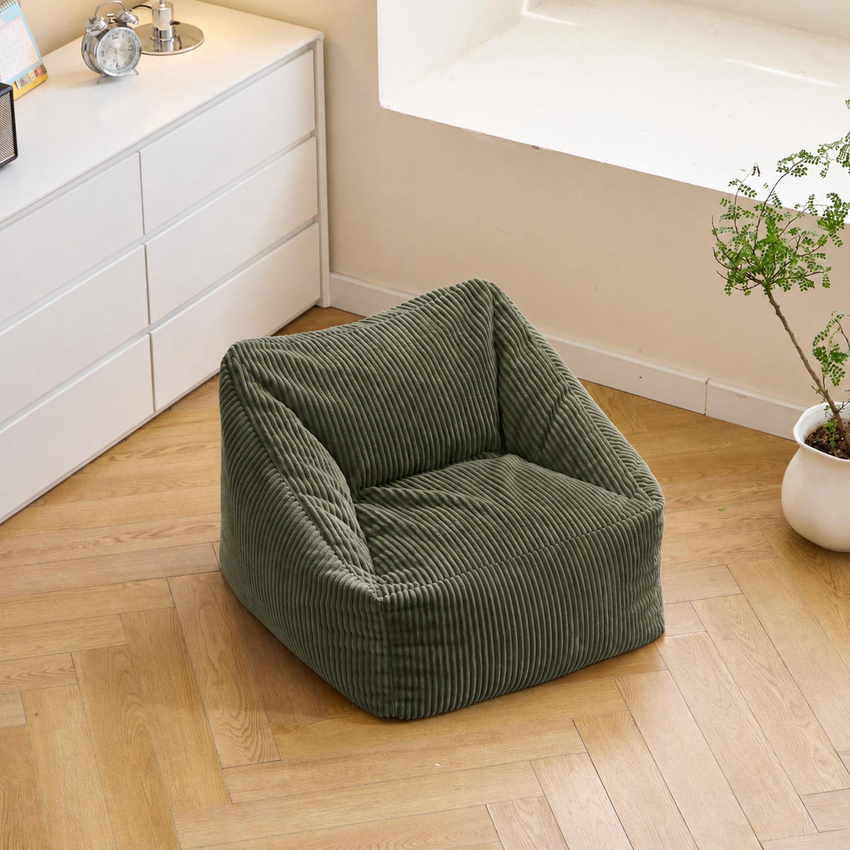 POUF kord Grün - Grün, Textil (55/44/55cm) - Nordlys