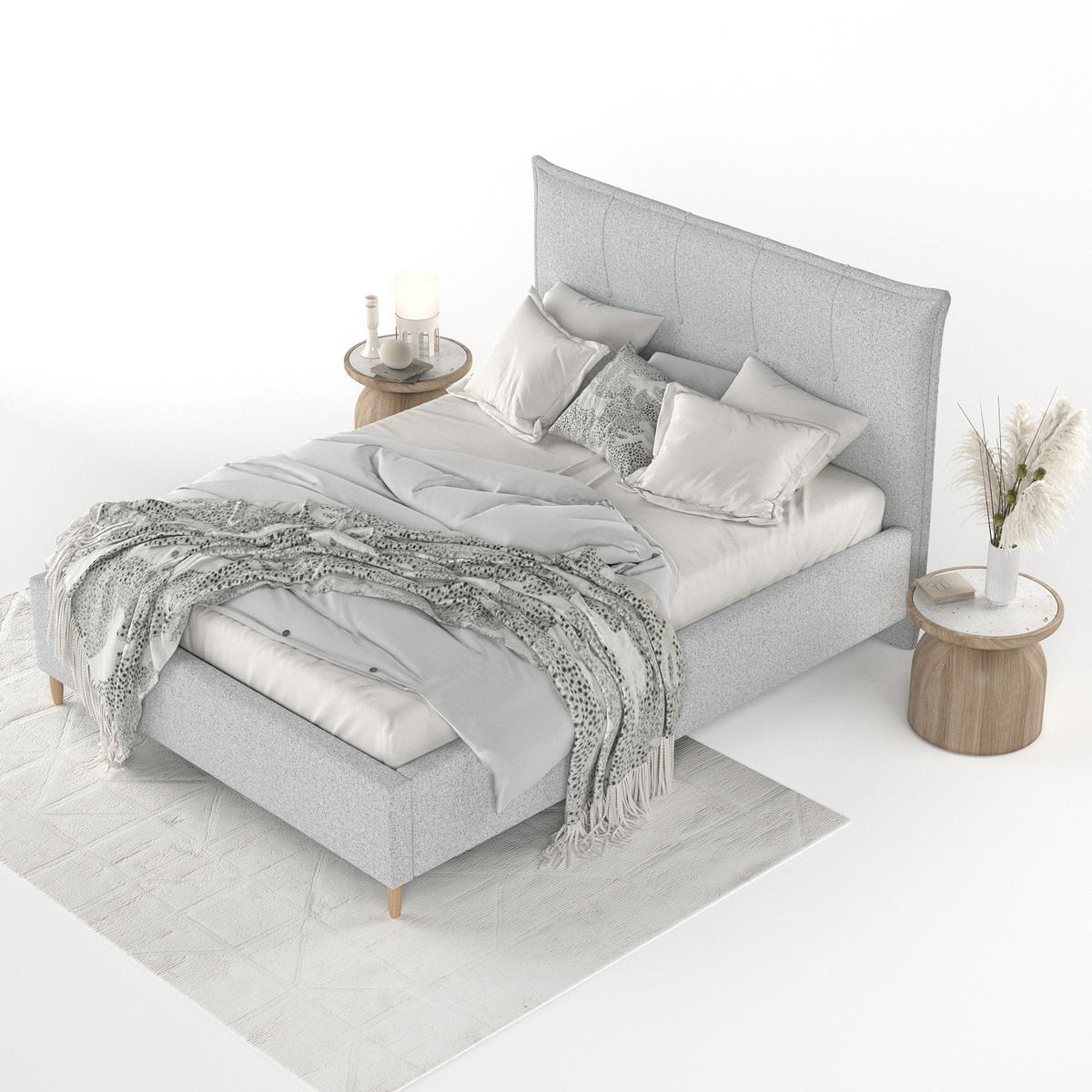 POLSTERBETT Plaza 160/200 cm Hellgrau im Riva Stoff - Hellgrau/Naturfarben, Holz/Holzwerkstoff (160/200cm) - AltaBeds