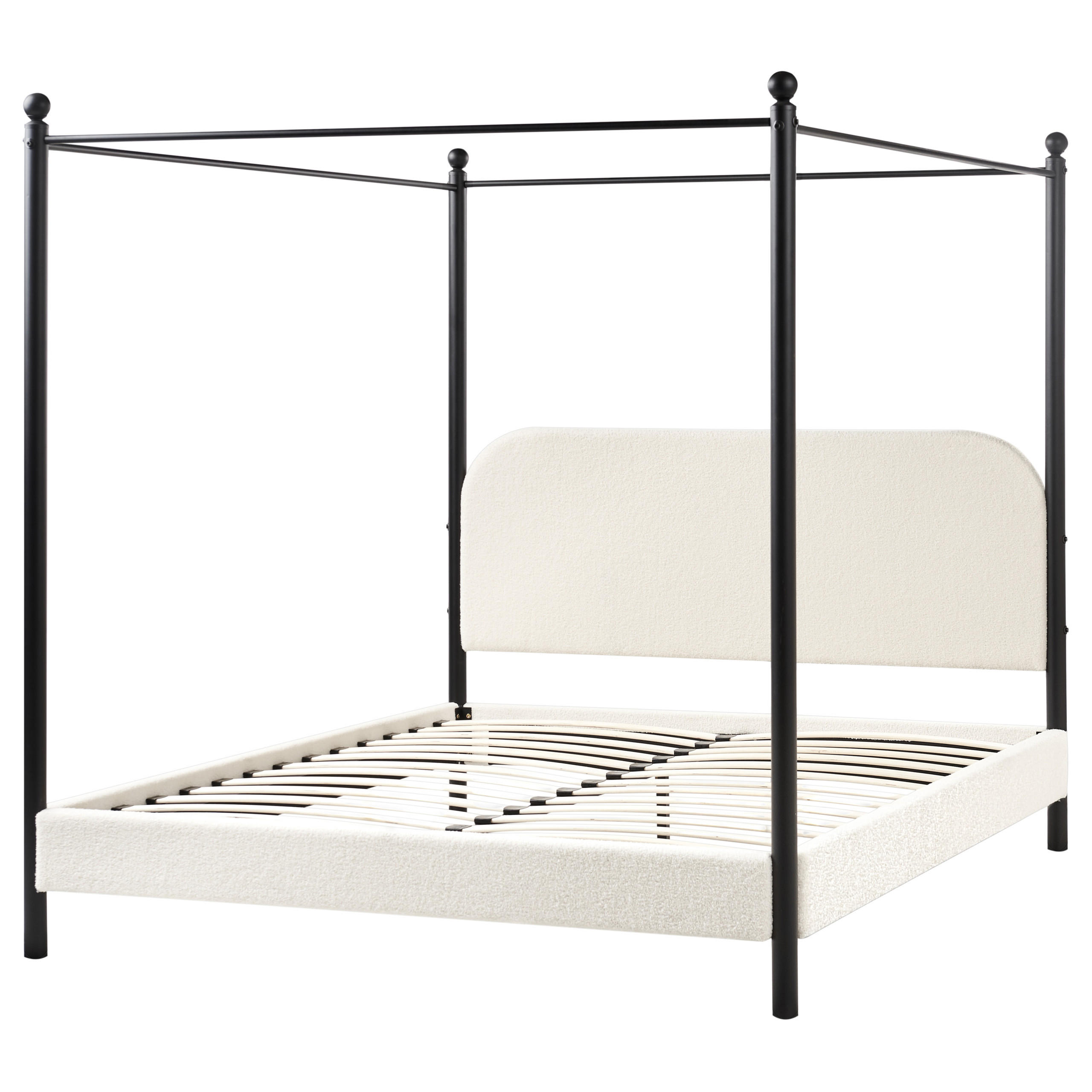 HIMMELBETT 160x200 cm Weiß Dannemois - Creme, Textil (160/200cm) - Beliani