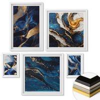 WANDBILDER 5er-Set - 50x50 cm & 20x30 cm & 40x60 cm Weißer Rahmen - Abstrakte, elegante Muster - Weiß, Kunststoff (40/60cm) - ArtPrintCave