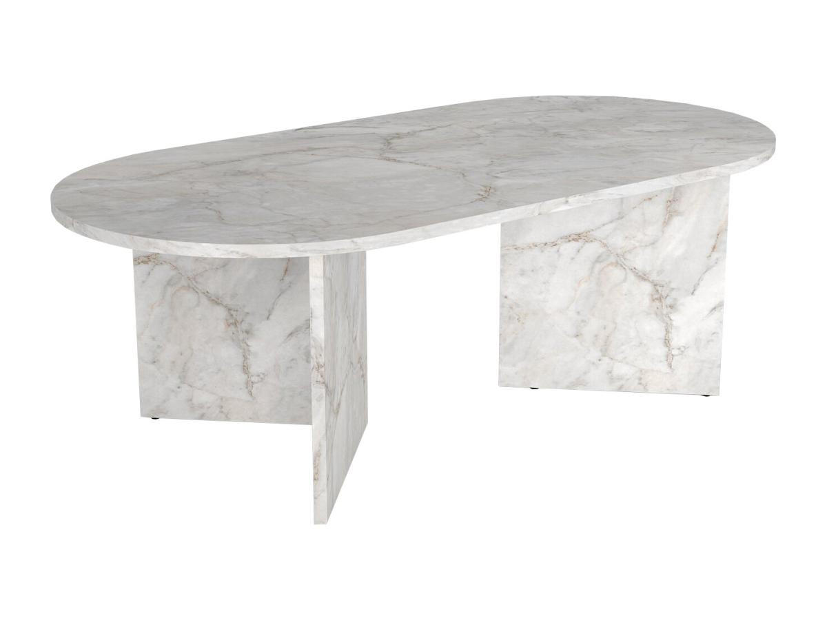 COUCHTISCH - Marmor-Optik Weiß - TOPANIA - Weiß, Holz (120/60/39.6cm) - Vente-Unique
