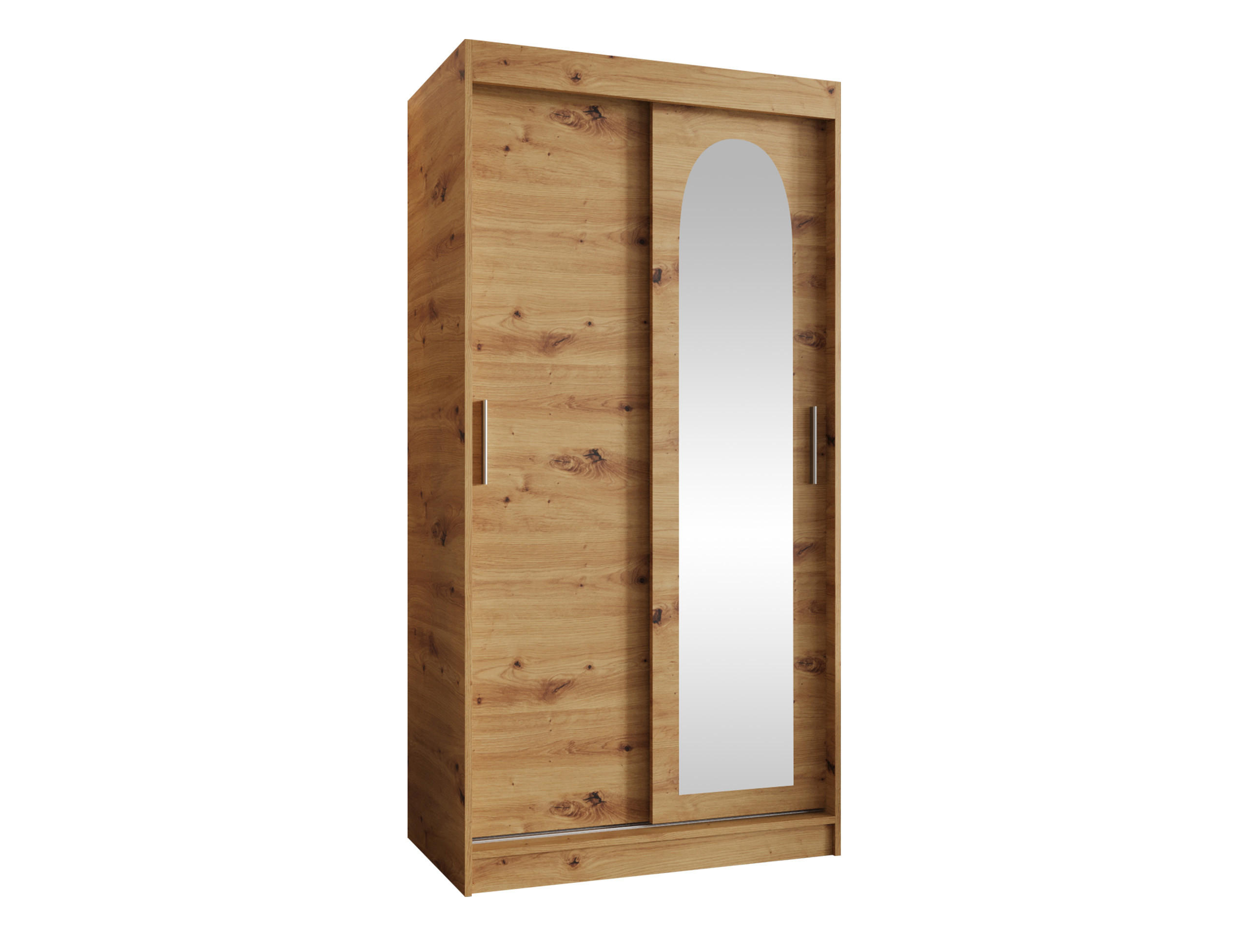 SCHWEBETÜRENSCHRANK Selfie 100 cm - Silberfarben/Eiche Artisan, Holzwerkstoff/Kunststoff (100/200/62cm) - MIRJAN24