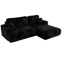 ECKSOFA OVO L Schwarz Plüsch - Rechts Seite - Schwarz, Kunststoff/Textil (195/271cm) - MKS