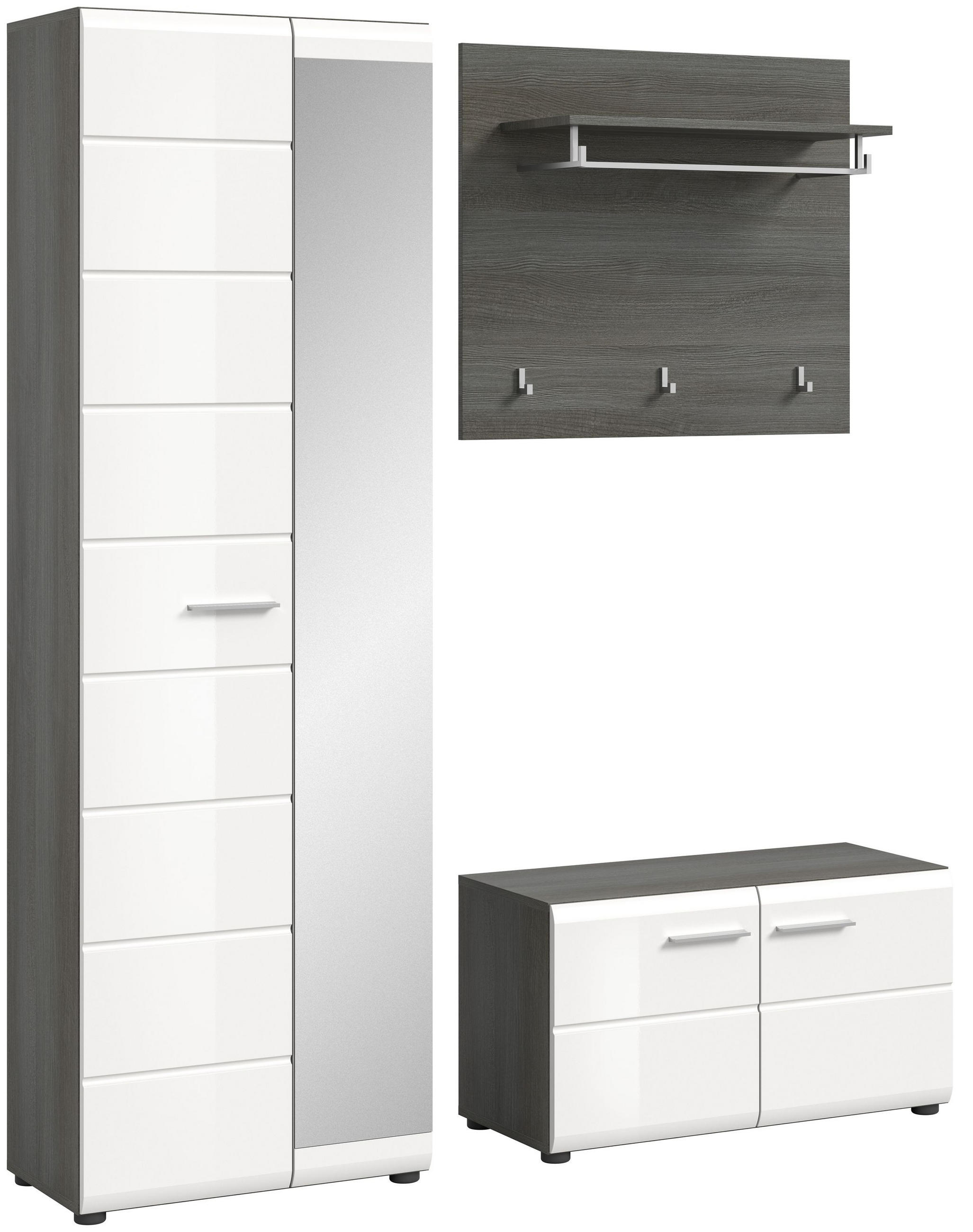 GARDEROBENKOMBINATION Salsa 155x192x37 cm Rauchsilber Weiß 3tlg. - Silberfarben, Holz (155/192/37cm)