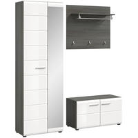 GARDEROBENKOMBINATION Salsa 155x192x37 cm Rauchsilber Weiß 3tlg. - Silberfarben, Holz (155/192/37cm)