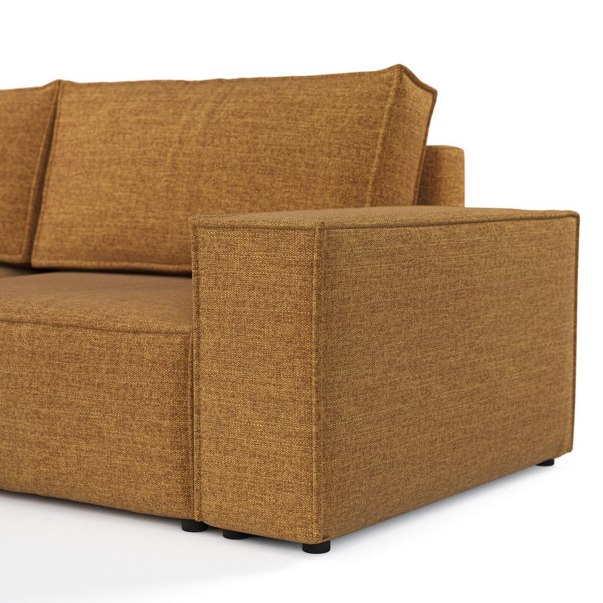 ROHOVÁ SEDAČKA CAVO, textil, Medově žlutá - černá/med, dřevo/kompozitní dřevo (255/148cm) - AltaBeds