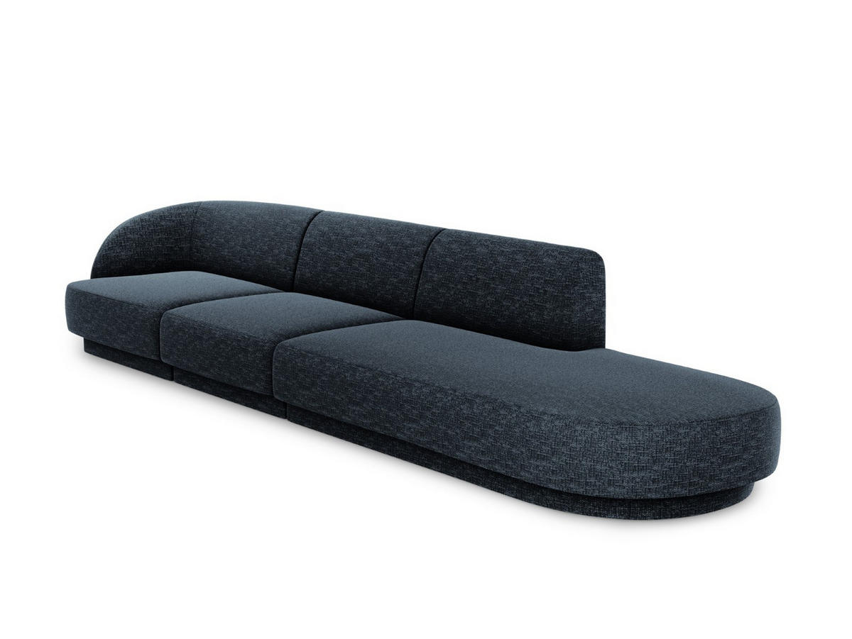 RECHTES-SOFA Miley aus Chenille-Stoff königsblau 4 Sitzplätze - Blau, Textil (90/70/323cm) - Micadoni