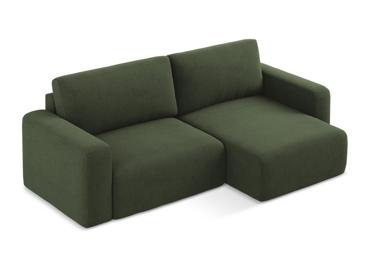 ECKSOFA mit Schlaffunktion rechts Strukturstoff Stoff Grün - Blau/Schwarz, Kunststoff/Textil (244/149cm) - Makamii