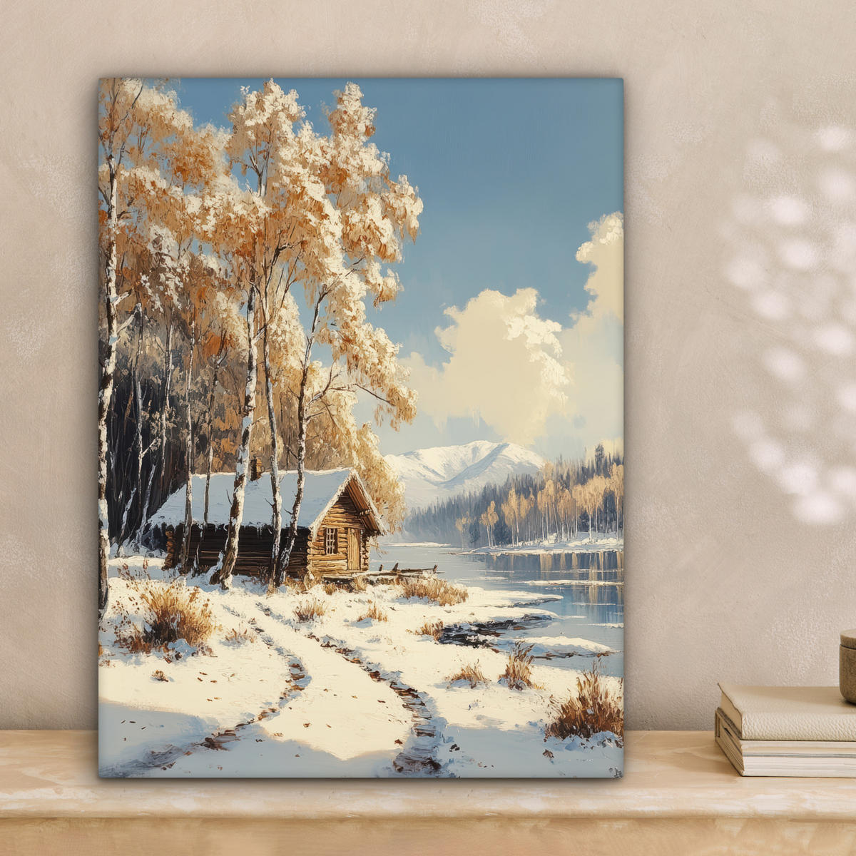 LEINWANDBILD Winter - Schnee - Zuhause - Natur Room Decor 30x40 cm - Hellbraun, Textil (30/40cm) - MuchoWow