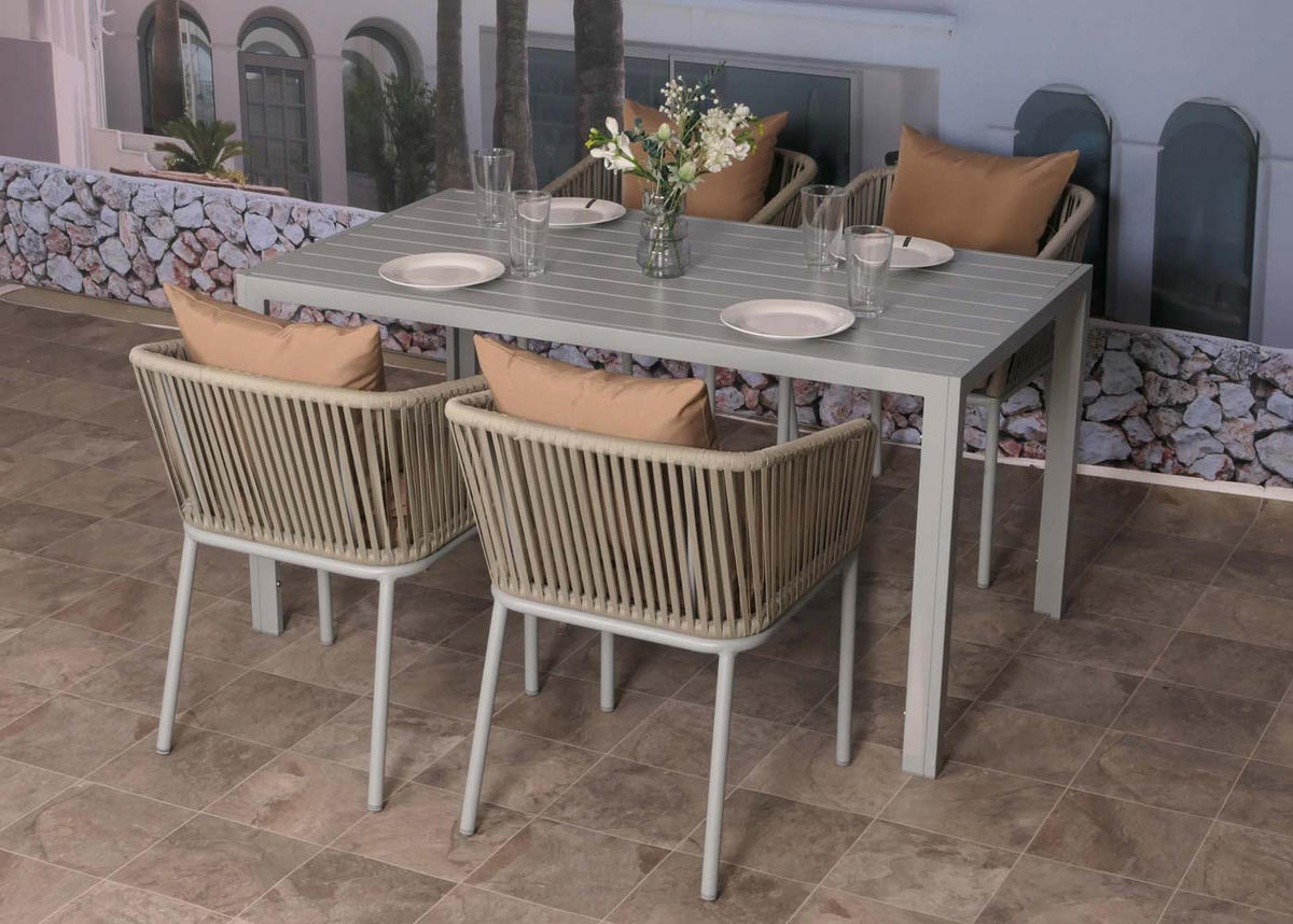 GARTENGARNITUR Grau, Taupe 5-teilig-Set - Taupe/Grau, Metall - MCW
