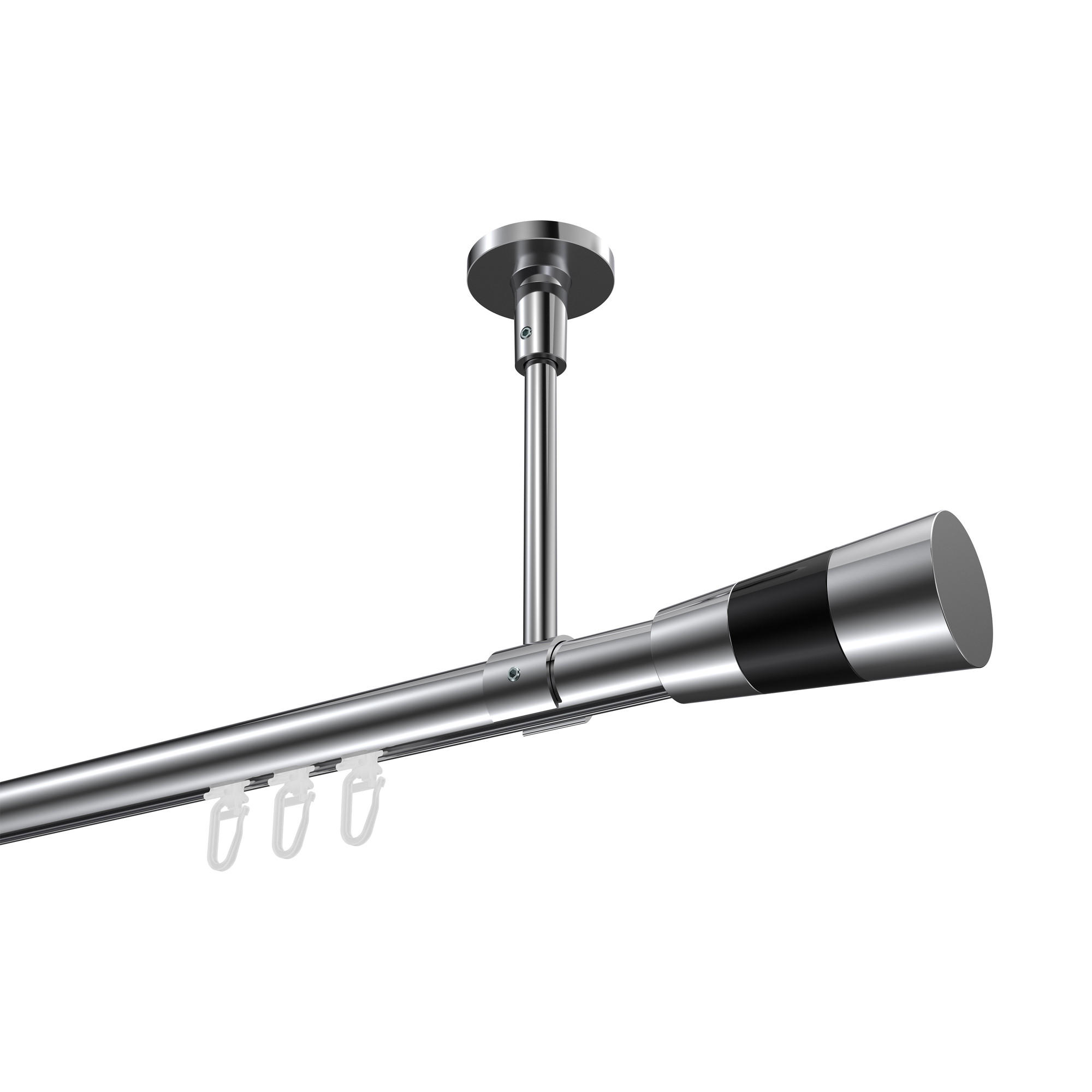 Interdeco Gardinenstange Chrom, Schwarz 520 cm