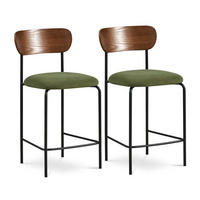 BARHOCKER 2er-Set Olivia skandinavischen aus khakifarbenem Cord - Beige/Schwarz, Textil/Metall (46/95.5/52.5cm) - Sicaan