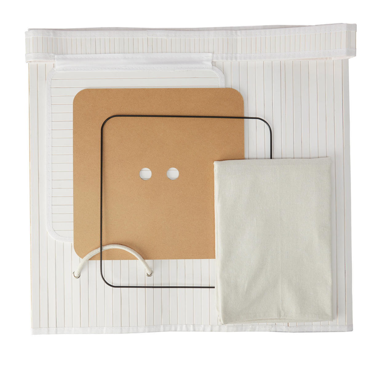 WÄSCHEKORB - Weiß, Holz/Textil (36/63/36cm) - Relaxdays