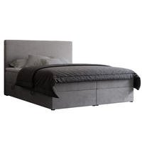 BOXBETT 180x200 cm mit Topper - Grau, Holzwerkstoff/Textil (180/200cm) - Idohome
