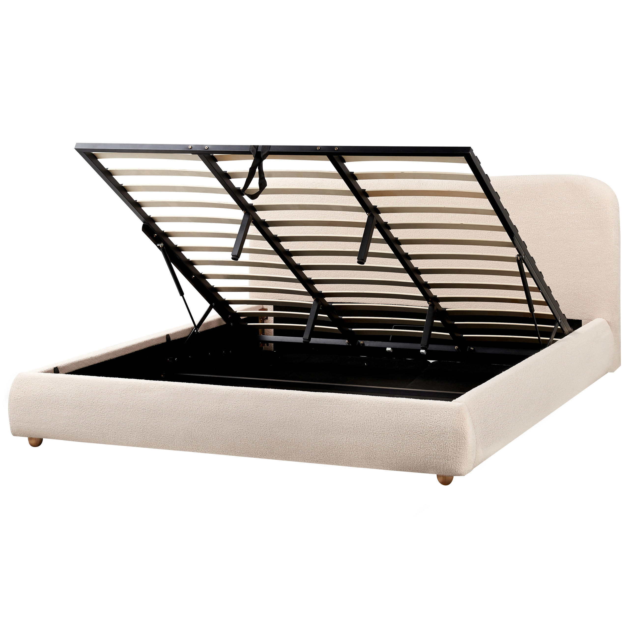 BETT mit Stauraum 180x200 cm Beige Blagnac - Beige, Textil (180/200cm) - Beliani