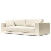 BIGSOFA mit Wechselbezug - Webstoff - Creme/Schwarz, Kunststoff/Textil (265/63/122cm) - home24