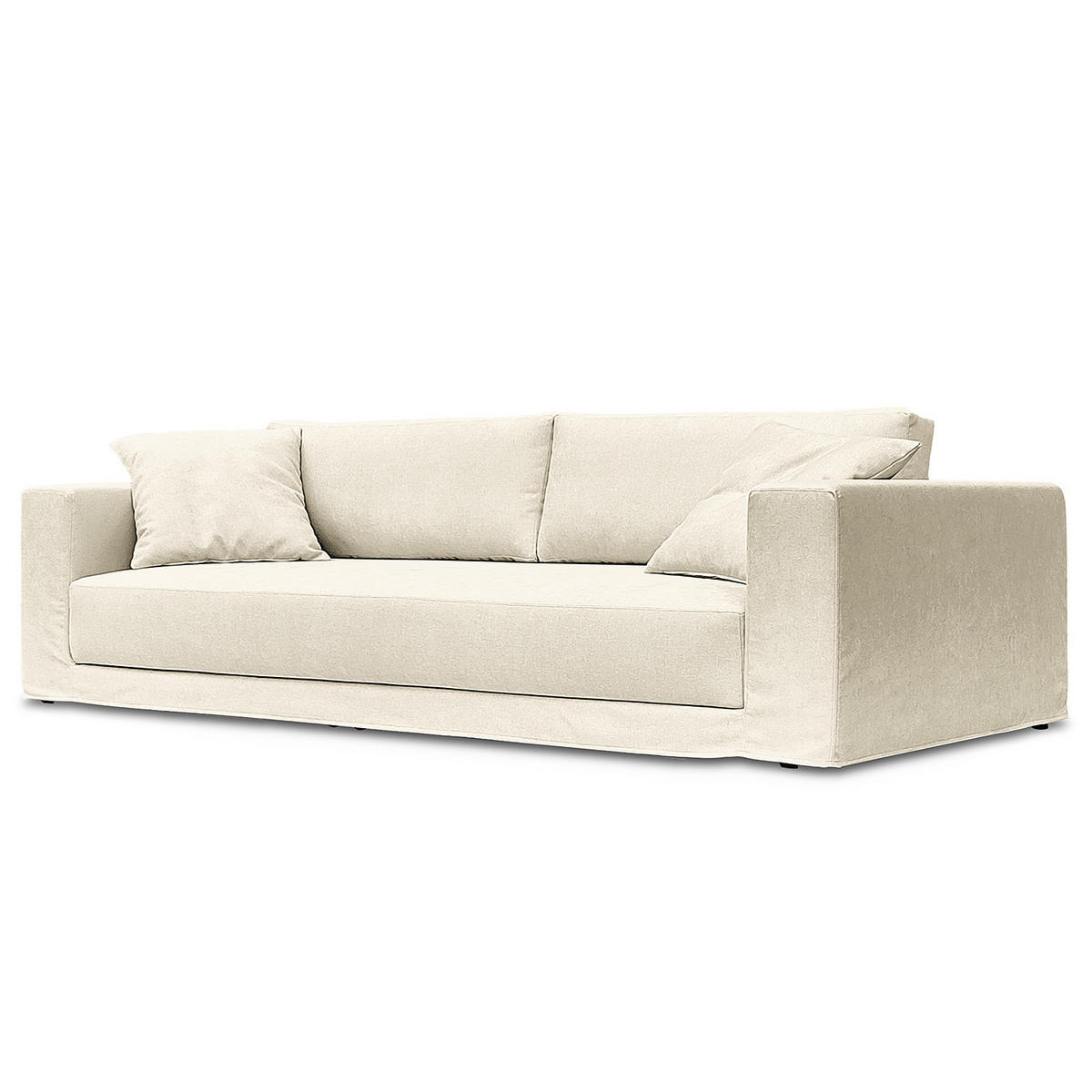 BIGSOFA mit Wechselbezug - Webstoff - Creme/Schwarz, Kunststoff/Textil (265/63/122cm) - home24