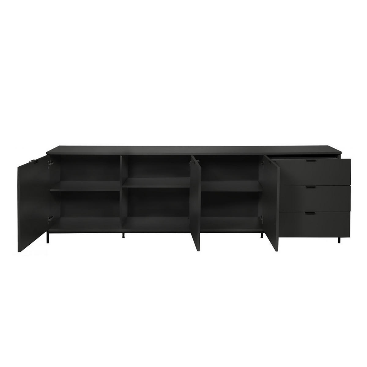 SIDEBOARD - Dunkelgrau, 240 cm - Dunkelgrau/Schwarz, Holzwerkstoff (240/74/40cm) - home24