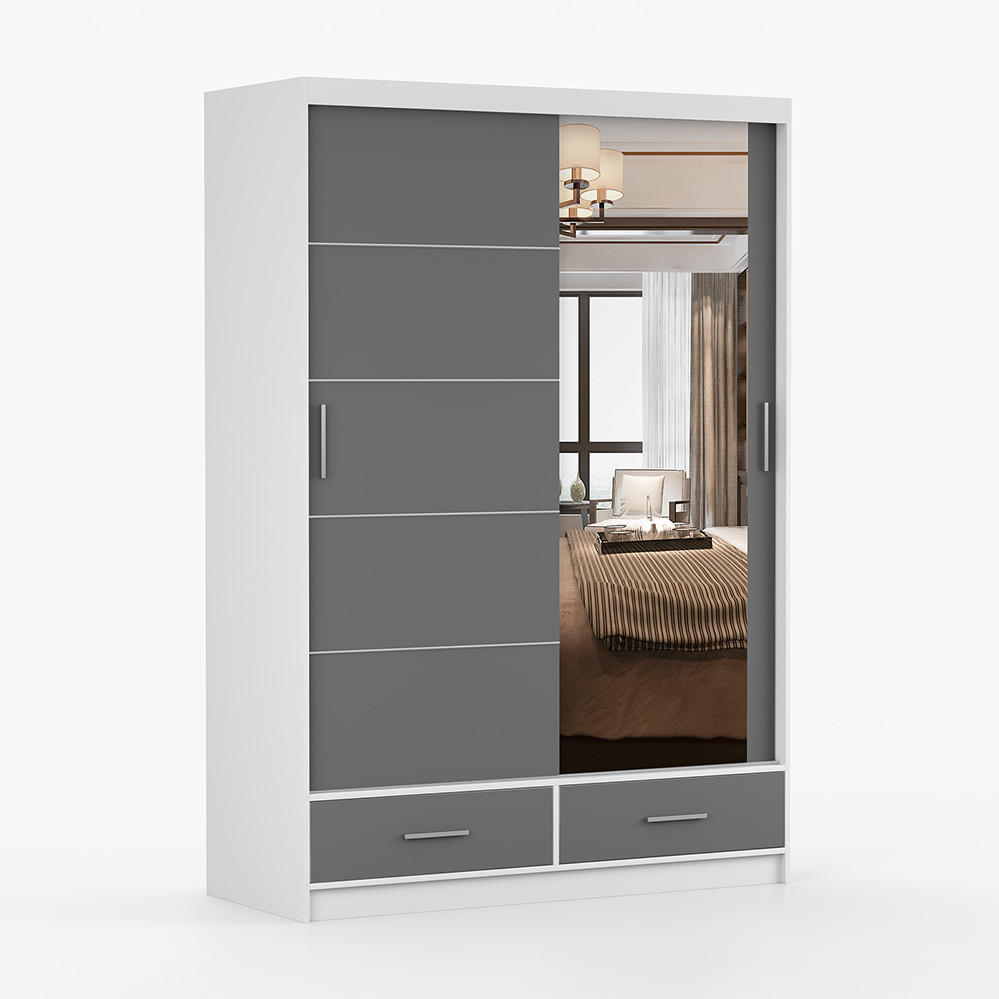 imoebel24 Kleiderschrank Grau 150x218x61 cm