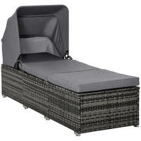 SONNENLIEGE DE-06683 mit Sonnendach, 4-fach verstellbar Grau - Grau, Kunststoff/Metall (65/40/195cm) - ComfortXL
