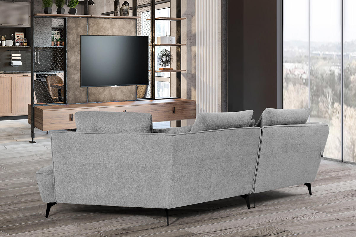 DESIGNSOFA GARBO Grau Webstoff - Schwarz/Grau, Textil/Metall (280/92/158cm) - KAWOLA