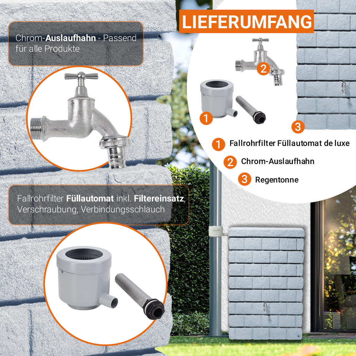 JUNIOR Wandtank Komplett-Set 300 L lighte - Hellgrau, Kunststoff (40/118/80cm) - GARANTIA