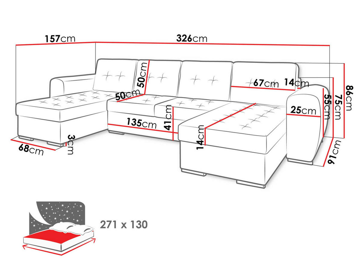 WOHNLANDSCHAFT Bari U - Silberfarben/Dunkelblau, Holz/Textil (326/86/157cm) - MIRJAN24