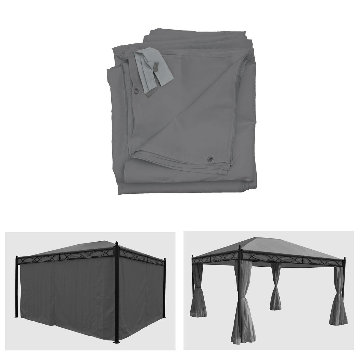 SEITENWAND 4er-Set für Pergola Cadiz 4x3m 210x330cm Grau - Grau, Textil (330/210/1cm) - BERLINLODGE