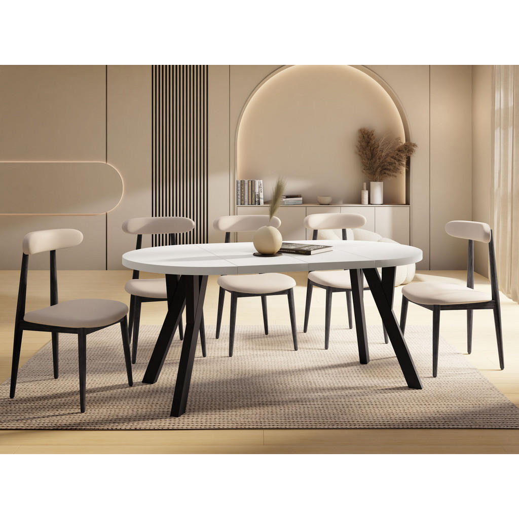 Thumbnail - WFL Group Esstisch, Weiß, Holzwerkstoff, 8-Sitzer, Rund,Rund, 80x77x80 cm, Esszimmer, Tische, Esstische