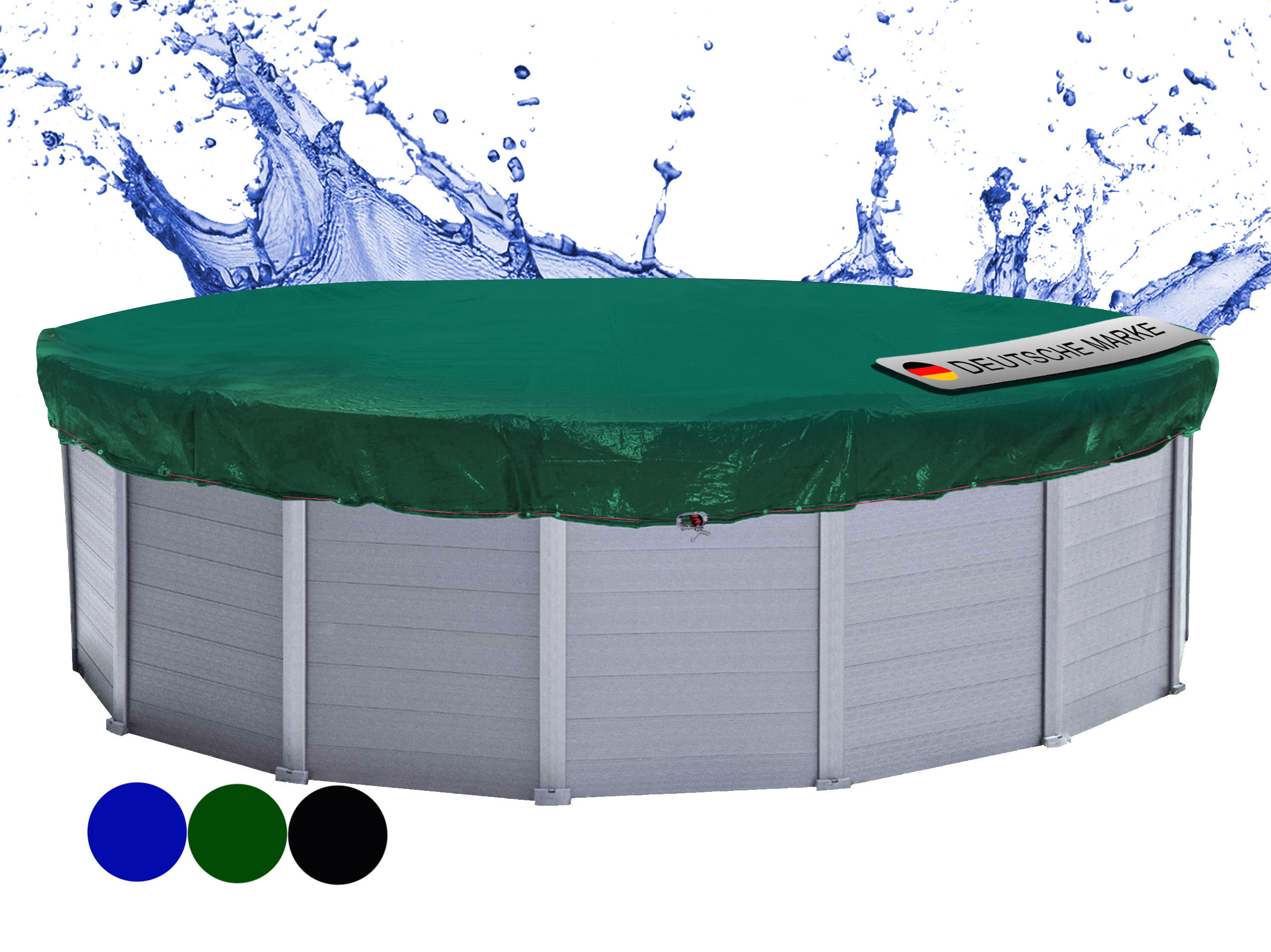 POOLABDECKUNG Rund Planenmaß Ø 380 cm für Pool 280-320 cm Grün - Grün, Kunststoff (380/380cm) - QUICK STAR