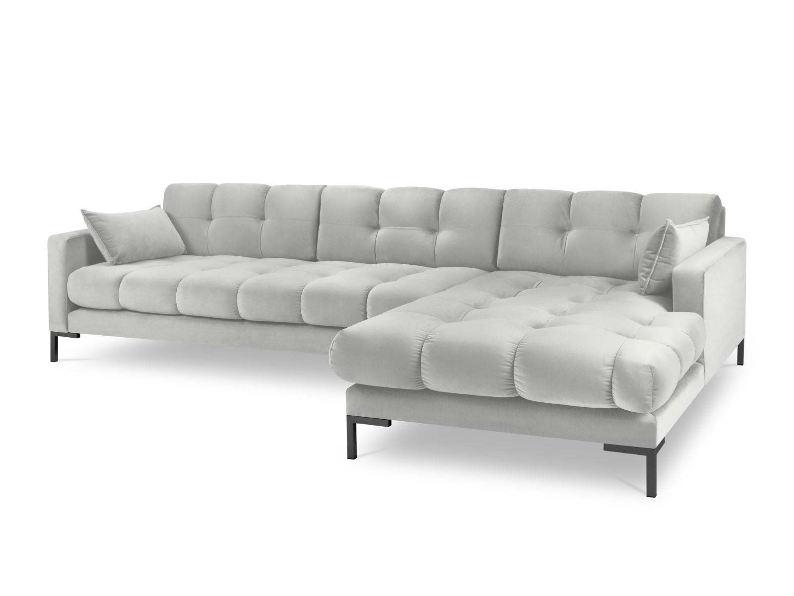 ECKSOFA rechts Mamaia aus Samt silber 5 Sitzplätze - Silberfarben, Textil (185/293cm) - Micadoni