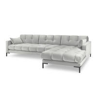 ECKSOFA rechts Mamaia aus Samt silber 5 Sitzplätze - Silberfarben, Textil (185/293cm) - Micadoni