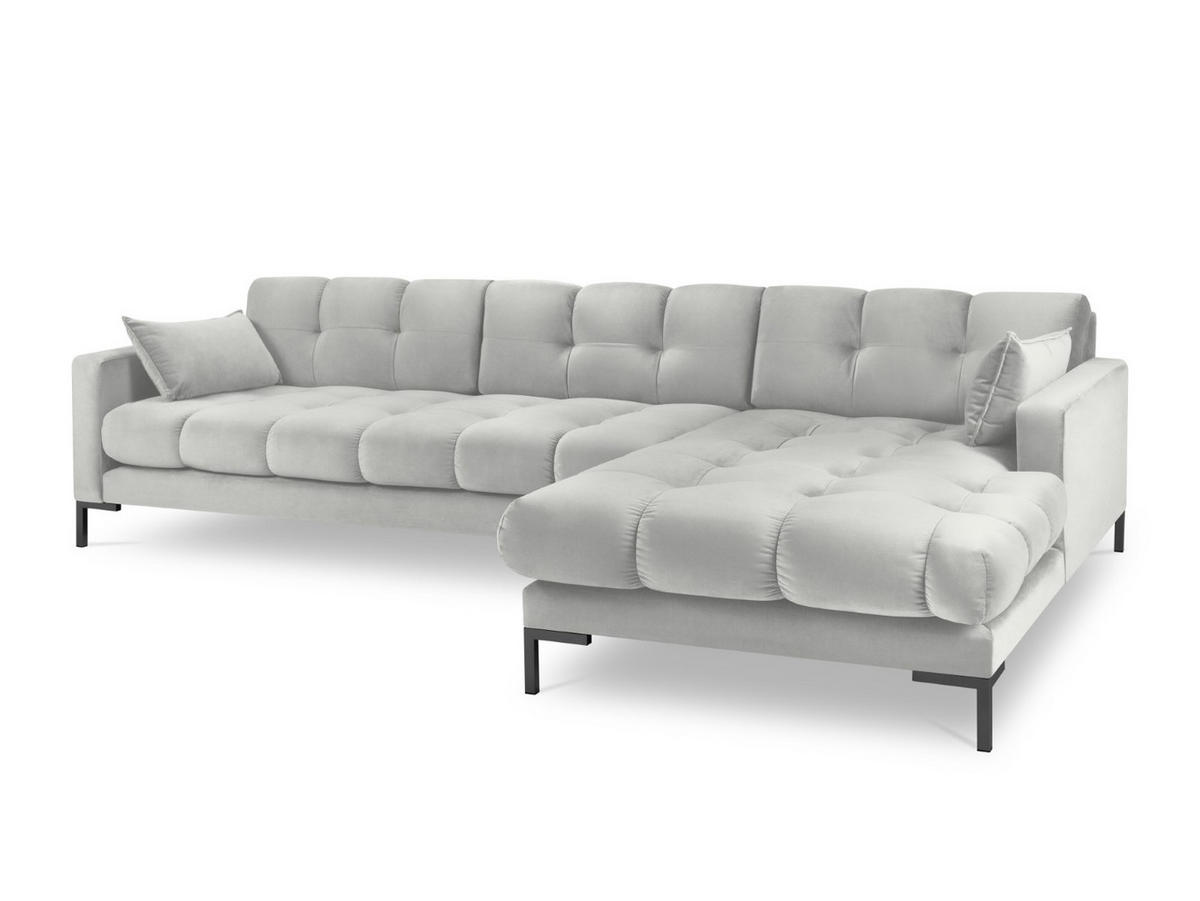 ECKSOFA rechts Mamaia aus Samt silber 5 Sitzplätze - Silberfarben, Textil (185/293cm) - Micadoni
