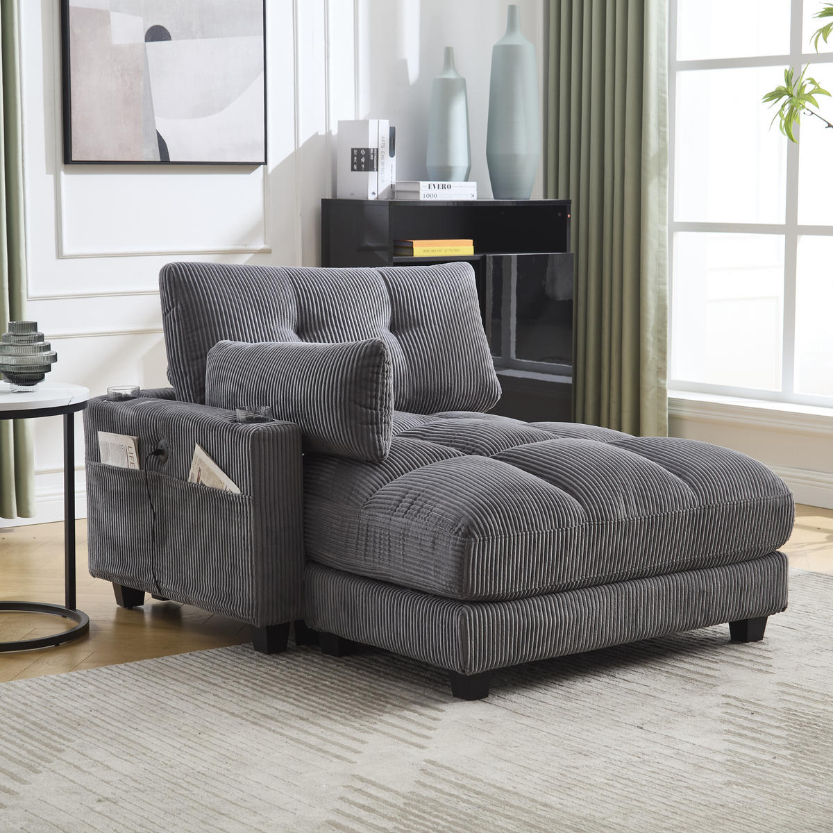 SOFABETT 140/112/81 cm Grau - Grau, Textil (112/81/140cm)