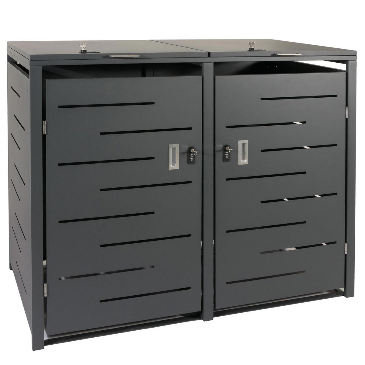 MÜLLTONNENBOX XL 2er 116x141x98cm erweiterbar Anthrazit - Anthrazit, Metall (141/116/98cm) - PROREGAL