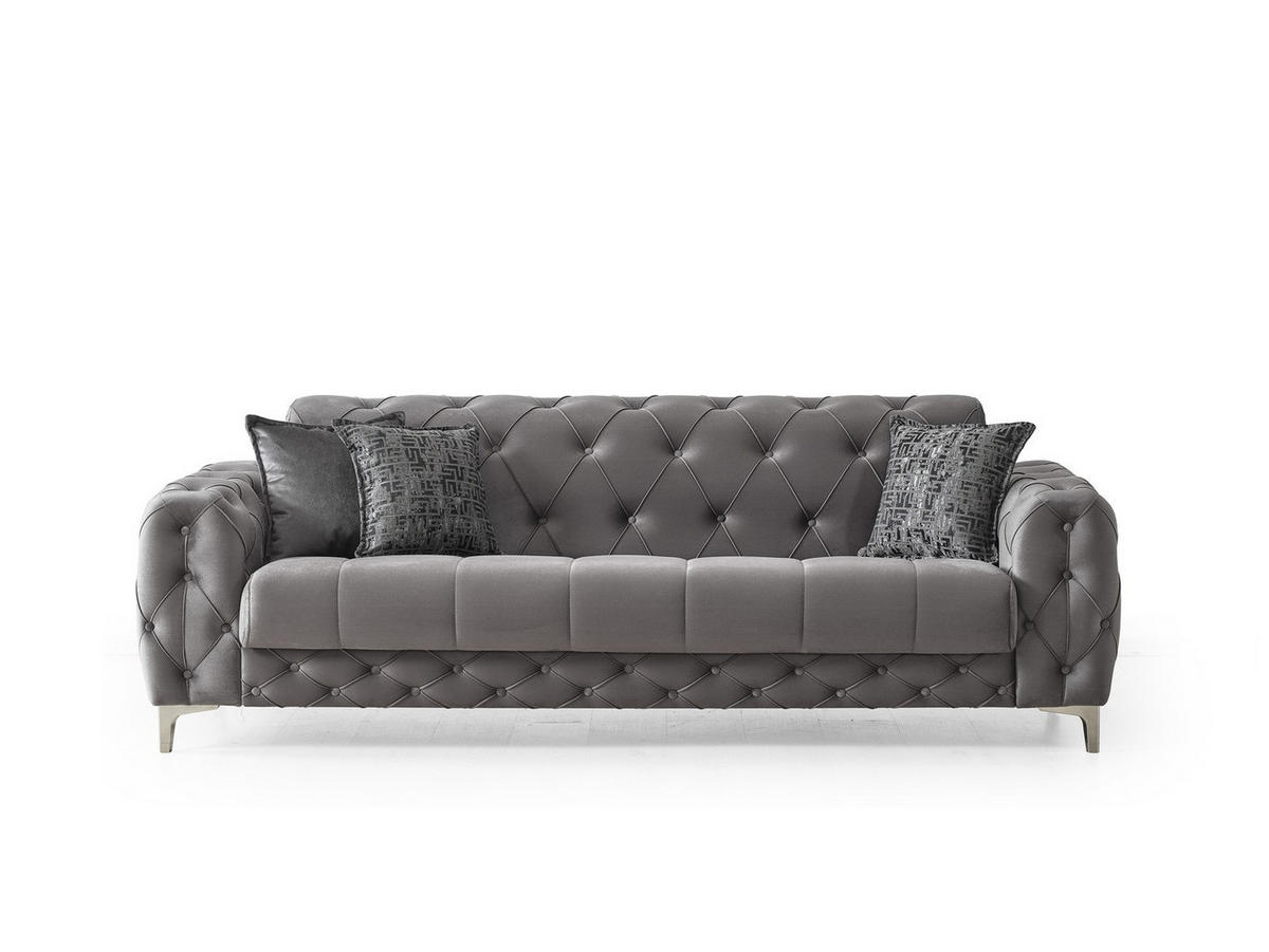 SITZGARNITUR Acelya, Grau Stellvariante 3+3 - Grau, Holzwerkstoff/Kunststoff (245/80/100cm)