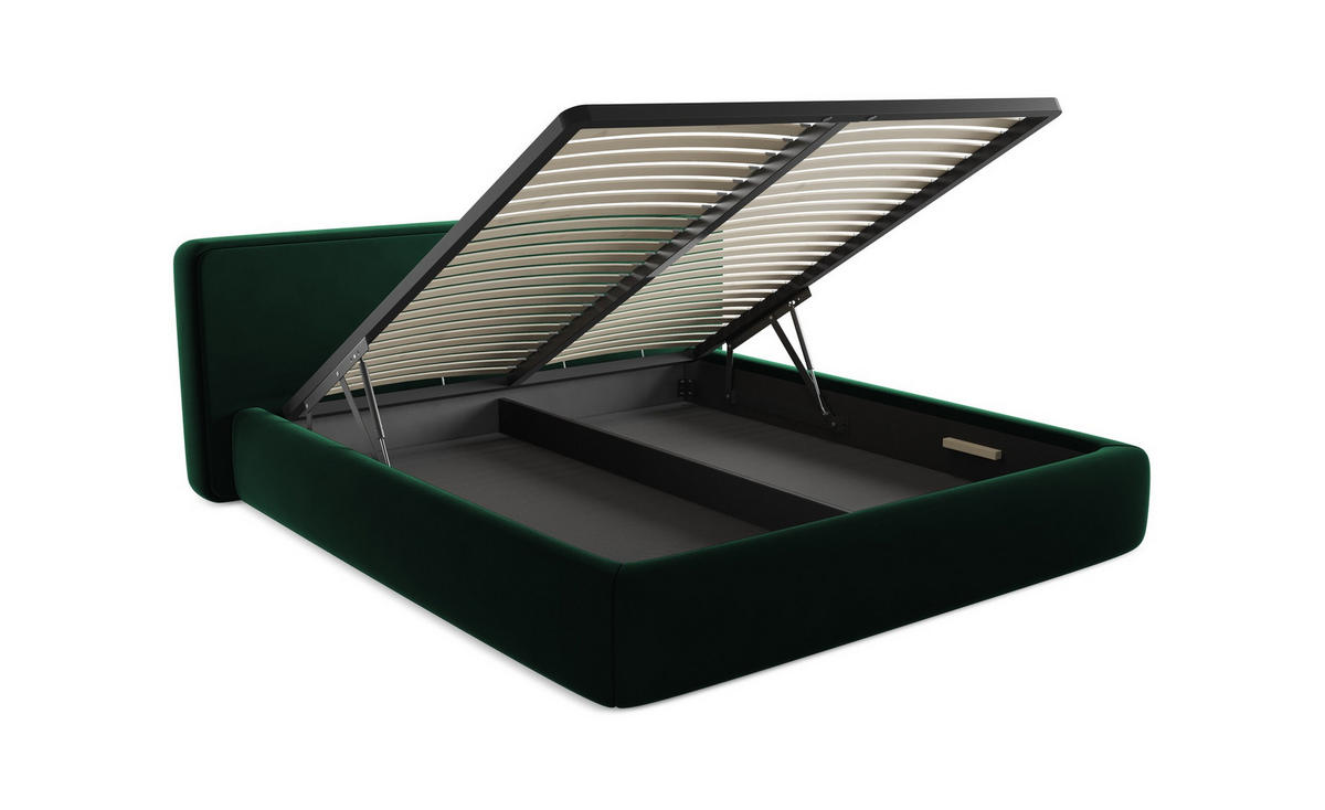 POLSTERBETT mit Bettkasten und Lattenrost 200x228 Blau - Blau/Petrol, Kunststoff/Textil (180/200cm) - Makamii