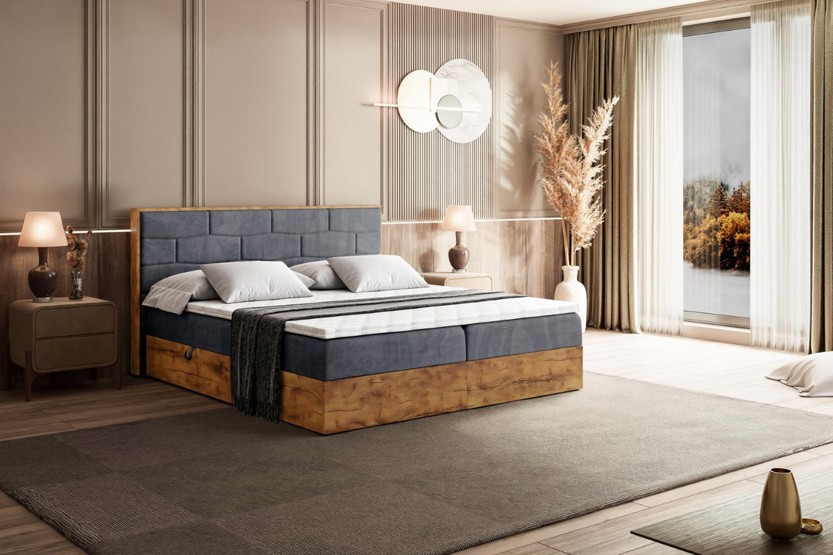 BOXBETT mit Matratze H4 und Lattenrost - LOLLI8 - 180x200 - Dunkelgrau - Grau, Holzwerkstoff/Kunststoff (180/200cm) - ALTDECOR
