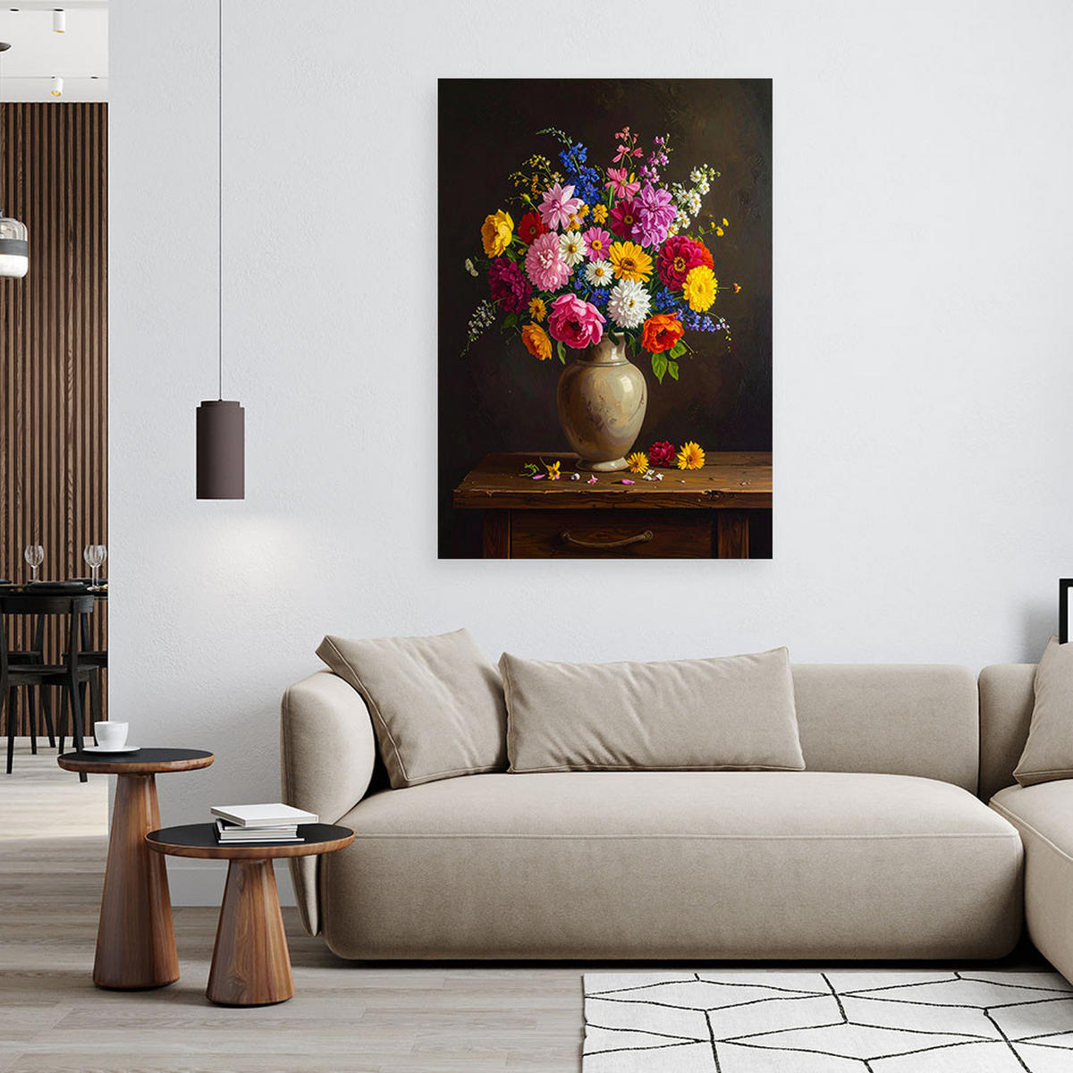 LEINWANDBILD Blumen 70x100cm - Multicolor, Textil (70/100cm) - Feeby