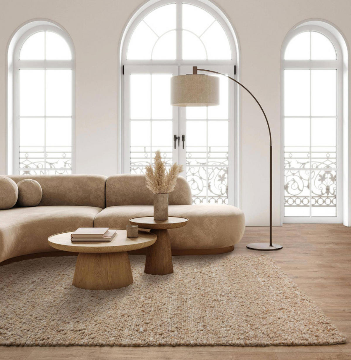 TEPPICH Wohn-/Schlafzimmer DAREL Beige 120x170 cm - Beige, Naturmaterialien (120/170cm) - Novatrend
