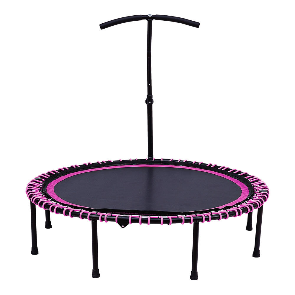 48-ZOLL-RUNDTRAMPOLIN mit Bungee-Seilen und verstellbarem T-Griff Faltbar aus Stahl Oxford-Gewebe Gummiseil in Schwarz Rosa 122 x 122 Tx 123 cm - Pink, Metall (122/122cm) - Livingandhome