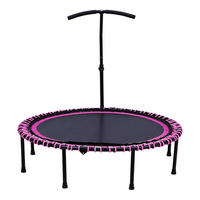 48-ZOLL-RUNDTRAMPOLIN mit Bungee-Seilen und verstellbarem T-Griff Faltbar aus Stahl Oxford-Gewebe Gummiseil in Schwarz Rosa 122 x 122 Tx 123 cm - Pink, Metall (122/122cm) - Livingandhome